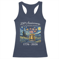 USA 250th Anniversary Racerback Tank Top Patriotic Liberty Bell 1776 2026 American Flag Starry Night