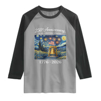 USA 250th Anniversary Raglan Shirt Liberty Bell 1776–2026 Patriotic American Flag Starry Night