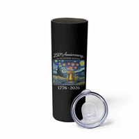 USA 250th Anniversary Skinny Tumbler Liberty Bell 1776–2026 Patriotic American Flag Starry Night