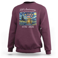 USA 250th Anniversary Sweatshirt Liberty Bell 1776–2026 Patriotic American Flag Starry Night