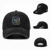USA 250th Anniversary Washed Cotton Baseball Cap Liberty Bell 1776–2026 Patriotic American Flag Starry Night