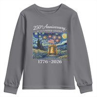 USA 250th Anniversary Youth Sweatshirt Patriotic Liberty Bell 1776 2026 American Flag Starry Night