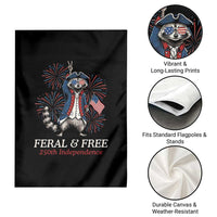 Feral and Free Funny Raccoon 4th of July Garden Flag USA 250 Years Freedom Independence Anniversary Gift
