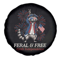 Feral and Free Funny Raccoon 4th of July Spare Tire Cover USA 250 Years Freedom Independence Anniversary Gift