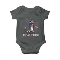 Feral & Free Funny Raccoon 4th of July Baby Onesie USA 250 Years Freedom Independence Anniversary Gift