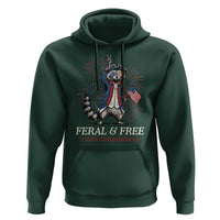 Feral & Free Funny Raccoon 4th of July Hoodie USA 250 Years Freedom Independence Anniversary Gift