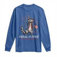 Feral & Free Funny Raccoon 4th of July Long Sleeve Shirt USA 250 Years Freedom Independence Anniversary Gift
