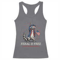 Feral & Free Funny Raccoon 4th of July Racerback Tank Top USA 250 Years Freedom Independence Anniversary Gift