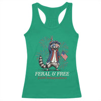 Feral & Free Funny Raccoon 4th of July Racerback Tank Top USA 250 Years Freedom Independence Anniversary Gift
