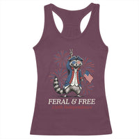 Feral & Free Funny Raccoon 4th of July Racerback Tank Top USA 250 Years Freedom Independence Anniversary Gift