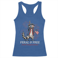 Feral & Free Funny Raccoon 4th of July Racerback Tank Top USA 250 Years Freedom Independence Anniversary Gift