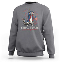 Feral & Free Funny Raccoon 4th of July Sweatshirt USA 250 Years Freedom Independence Anniversary Gift