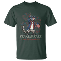 Feral & Free Funny Raccoon 4th of July T Shirt USA 250 Years Freedom Independence Anniversary Gift