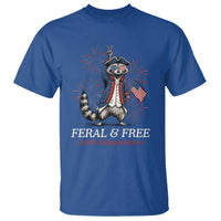 Feral & Free Funny Raccoon 4th of July T Shirt USA 250 Years Freedom Independence Anniversary Gift