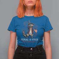 Feral & Free Funny Raccoon 4th of July T Shirt For Women USA 250 Years Freedom Independence Anniversary Gift