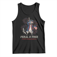 Feral and Free Funny Raccoon 4th of July Tank Top USA 250 Years Freedom Independence Anniversary Gift
