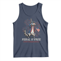 Feral and Free Funny Raccoon 4th of July Tank Top USA 250 Years Freedom Independence Anniversary Gift