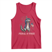 Feral and Free Funny Raccoon 4th of July Tank Top USA 250 Years Freedom Independence Anniversary Gift