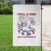 Feral and Free Funny Raccoon 4th of July Garden Flag 250 Years Of Freedom