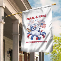 Feral and Free Funny Raccoon 4th of July Garden Flag 250 Years Of Freedom