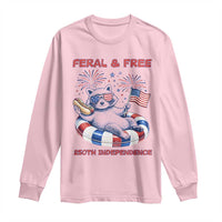 Feral & Free Funny Raccoon 4th of July Long Sleeve Shirt 250 Years Of Freedom
