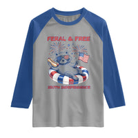 Feral and Free Funny Raccoon 4th of July Raglan Shirt 250 Years Of Freedom