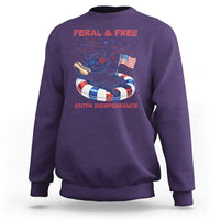 Feral & Free Funny Raccoon 4th of July Sweatshirt 250 Years Of Freedom