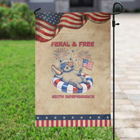 Feral and Free Funny Raccoon 4th of July Patriotic Garden Flag 250 Years Of Freedom