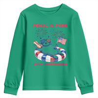 Feral & Free Funny Raccoon 4th of July Youth Sweatshirt 250 Years Of Freedom