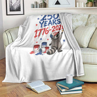 250th Anniversary USA Throw Blanket Patriotic Raccoon American Flag 4th of July