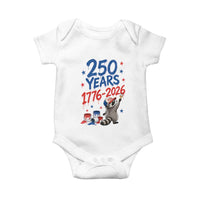 250th Anniversary USA Baby Onesie Patriotic Raccoon 4th of July American Flag