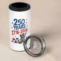 250th Anniversary USA 4 in 1 Can Cooler Tumbler Patriotic Raccoon American Flag 4th of July