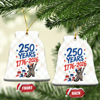 250th Anniversary USA Ceramic Ornament Patriotic Raccoon American Flag 4th of July