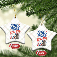 250th Anniversary USA Ceramic Ornament Patriotic Raccoon American Flag 4th of July