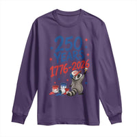 250th Anniversary USA Long Sleeve Shirt Patriotic Raccoon 4th of July American Flag