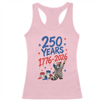 250th Anniversary USA Racerback Tank Top Patriotic Raccoon 4th of July American Flag
