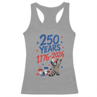 250th Anniversary USA Racerback Tank Top Patriotic Raccoon 4th of July American Flag