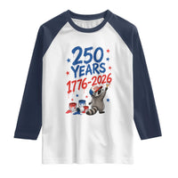 250th Anniversary USA Raglan Shirt Patriotic Raccoon American Flag 4th of July