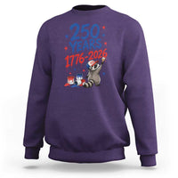 250th Anniversary USA Sweatshirt Patriotic Raccoon American Flag 4th of July