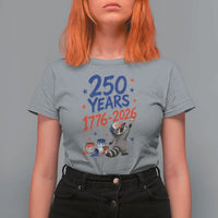 250th Anniversary USA T Shirt For Women Patriotic Raccoon American Flag 4th of July