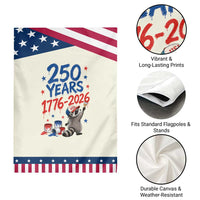 250th Anniversary USA Patriotic Garden Flag Patriotic Raccoon American Flag 4th of July