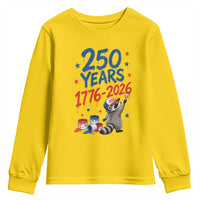 250th Anniversary USA Youth Sweatshirt Patriotic Raccoon 4th of July American Flag