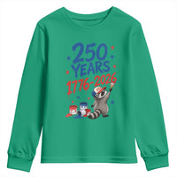 250th Anniversary USA Youth Sweatshirt Patriotic Raccoon 4th of July American Flag
