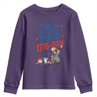 250th Anniversary USA Youth Sweatshirt Patriotic Raccoon 4th of July American Flag