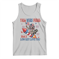 Y'all were Feral But I Low Key Love You Tank Top Raccoon Cute Teacher 4th of July