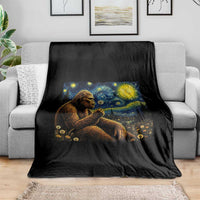 Bigfoot Blowing Dandelion Starry Night Throw Blanket Cryptid Mythical Creature National Park Monster Gift