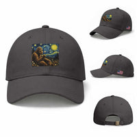 Bigfoot Blowing Dandelion Starry Night Baseball Cap Cryptid Mythical Creature National Park Monster Gift