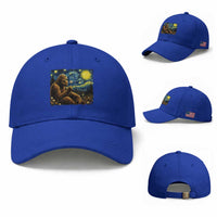 Bigfoot Blowing Dandelion Starry Night Baseball Cap Cryptid Mythical Creature National Park Monster Gift