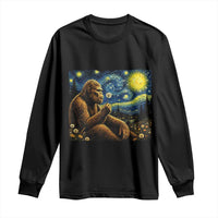 Bigfoot Blowing Dandelion Starry Night Long Sleeve Shirt Cryptid Mythical Creature National Park Monster Gift