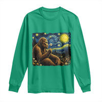 Bigfoot Blowing Dandelion Starry Night Long Sleeve Shirt Cryptid Mythical Creature National Park Monster Gift